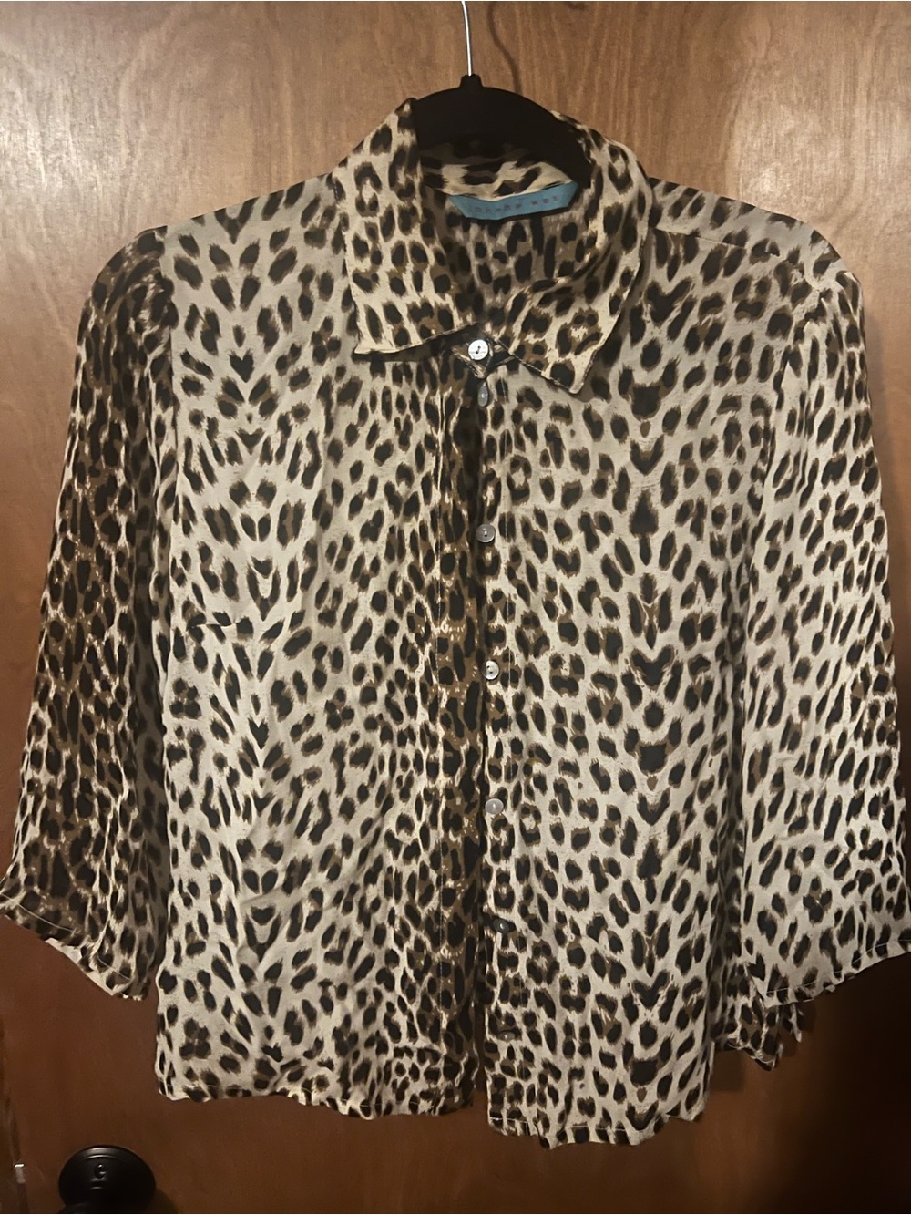 Johnny Was Leopard Print Button-Down Blouse - Cream & Brown Size medium